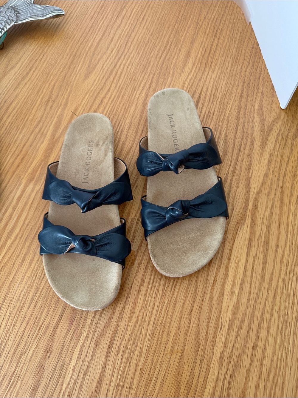 Jack Rogers Black Knotted Slide Sandals for Women